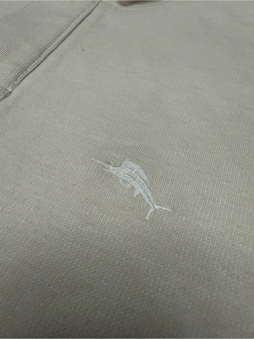 Tommy Bahama Men’s XL Cream 1/4 Zip Pullover Sweatshirt Coastal Marlin - Picture 6 of 12